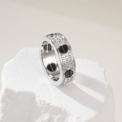 [Gaonasi Jewelry]LOVE RING 5.5MM DIAMONDS PAVED CERAMIC
