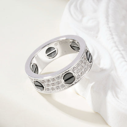 [Gaonasi Jewelry]LOVE RING 5.5MM DIAMONDS PAVED CERAMIC