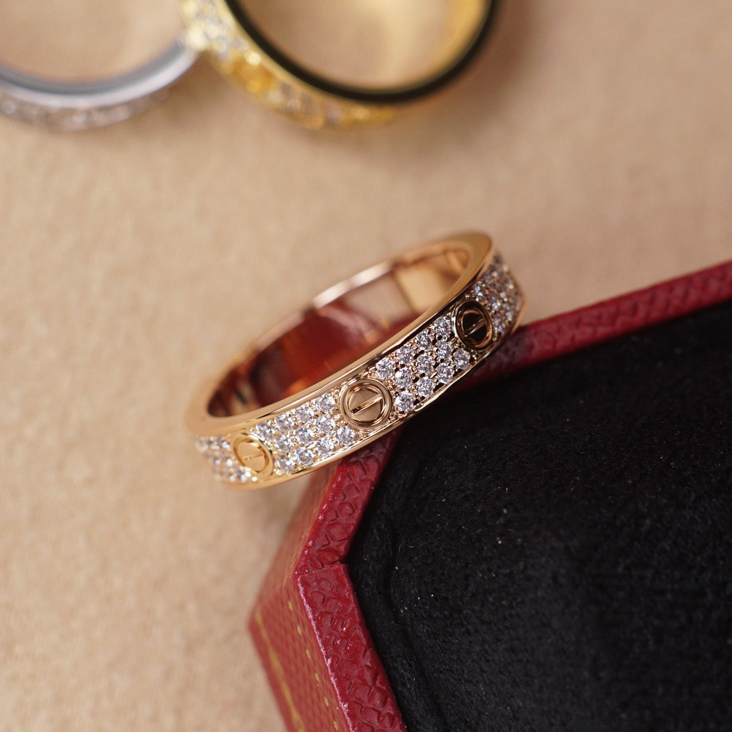 [Gaonasi Jewelry]LOVE RING 4.0MM DIAMOND PAVED