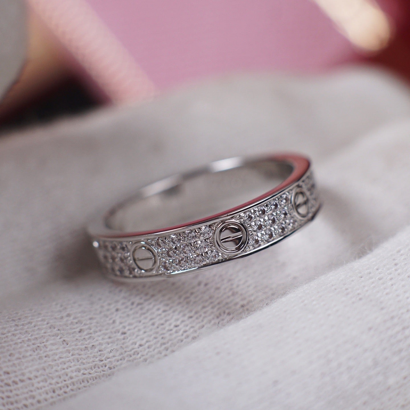 [Gaonasi Jewelry]LOVE RING 4.0MM DIAMOND PAVED