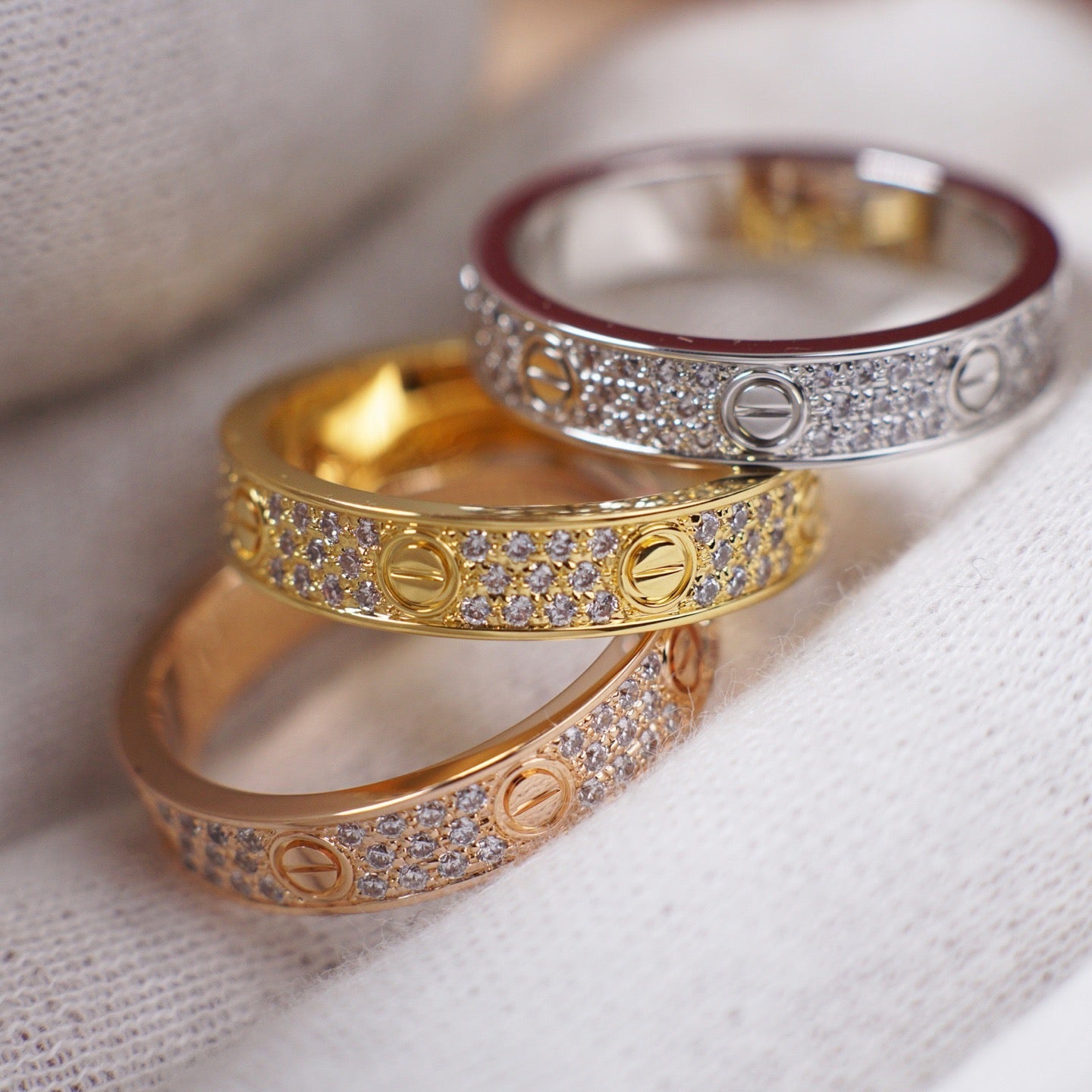 [Gaonasi Jewelry]LOVE RING 4.0MM DIAMOND PAVED