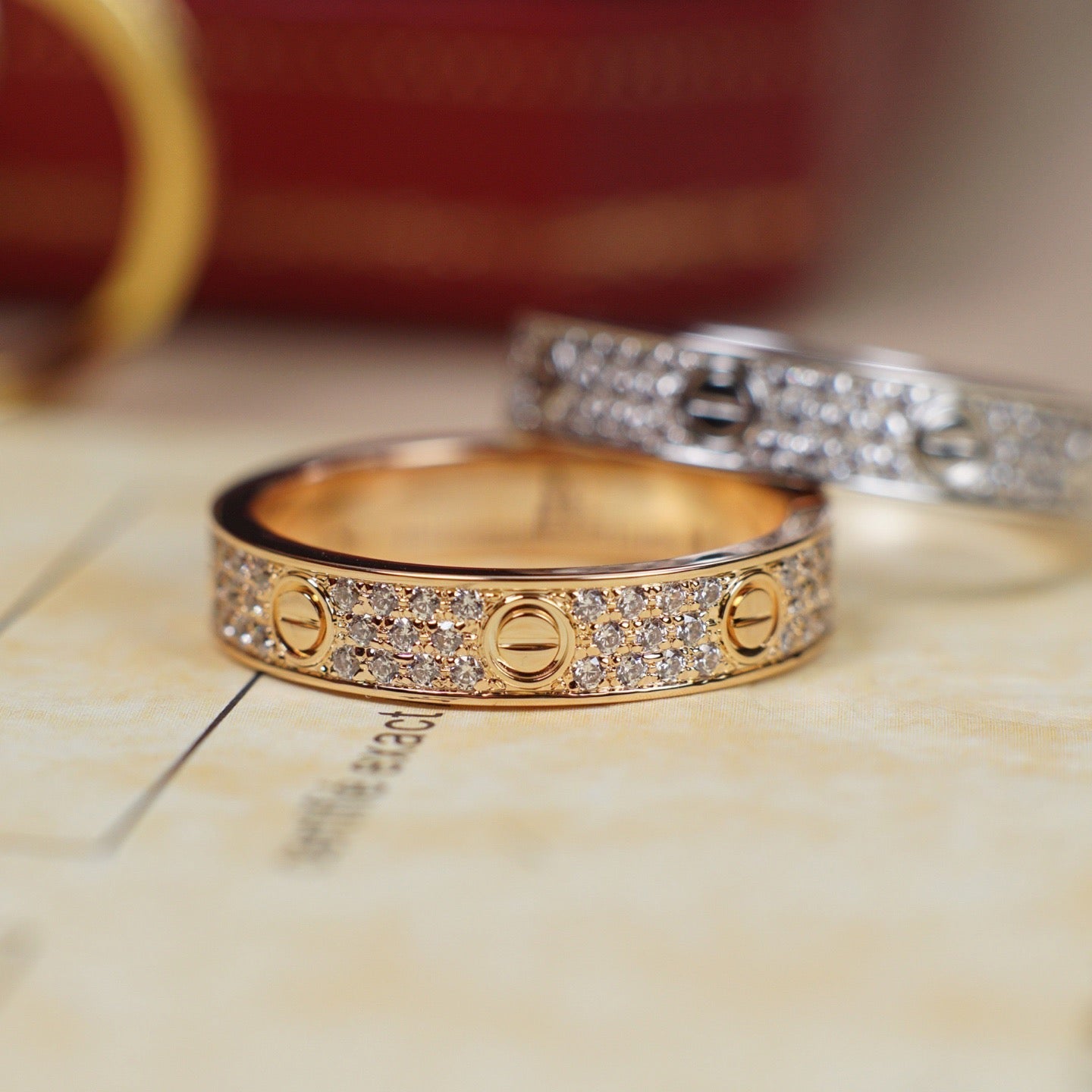 [Gaonasi Jewelry]LOVE RING 4.0MM DIAMOND PAVED