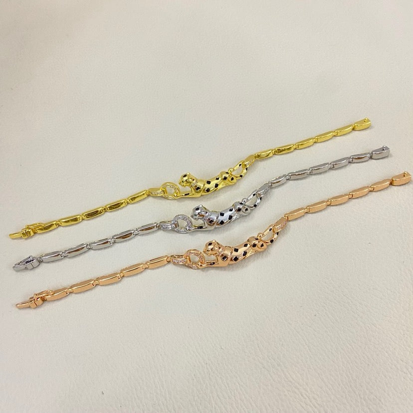 [Gaonasi Jewelry]PANTHERE HALF DIAMOND ON CHAIN BRACELET