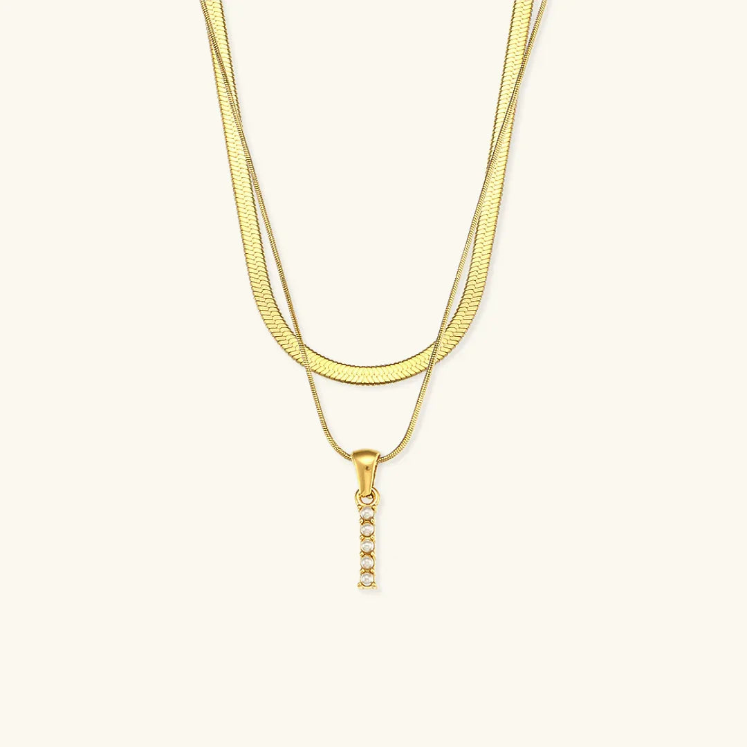 [Gaonasi]Fiona Layered Gold Initial Letter Necklace