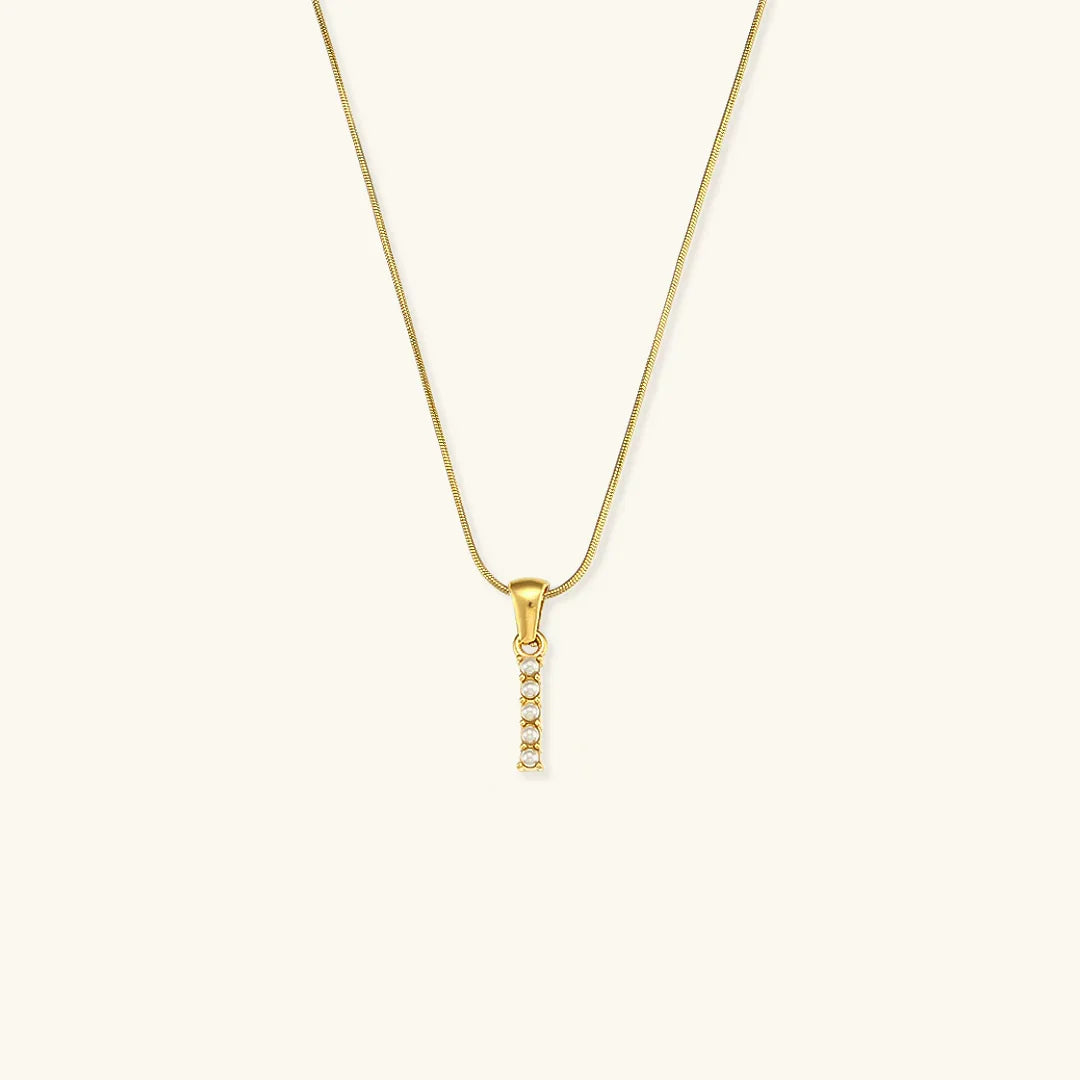 [Gaonasi]Augustine Initial Letter Pearl Necklace