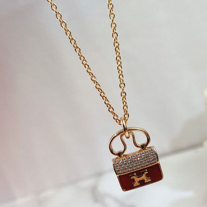 [Gaonasi]CONSTANCE RED PEDANT PINK GOLD NECKLACE