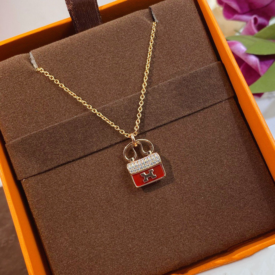 [Gaonasi]CONSTANCE RED PEDANT PINK GOLD NECKLACE