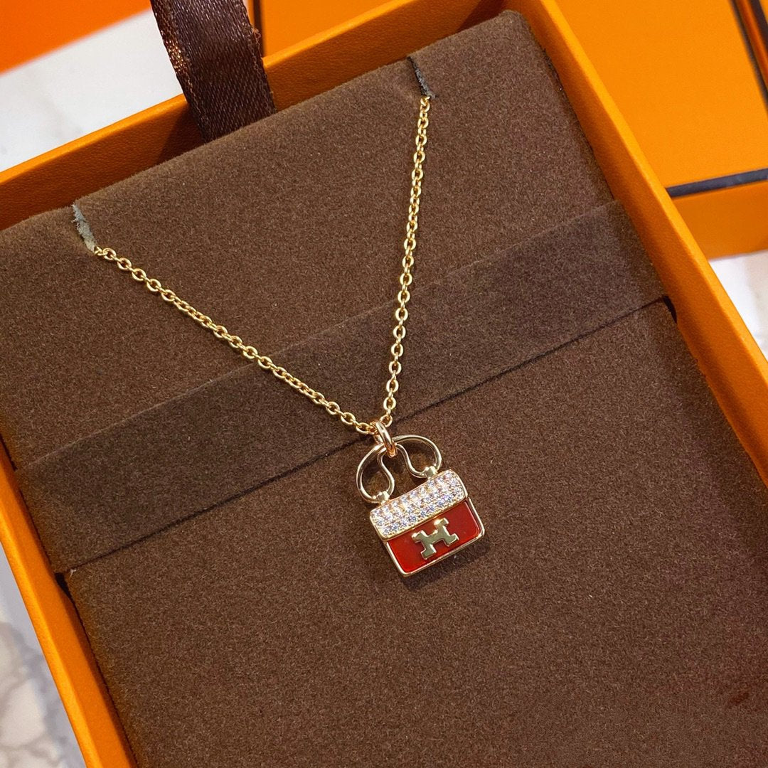 [Gaonasi]CONSTANCE RED PEDANT PINK GOLD NECKLACE