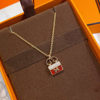 [Gaonasi]CONSTANCE RED PEDANT PINK GOLD NECKLACE