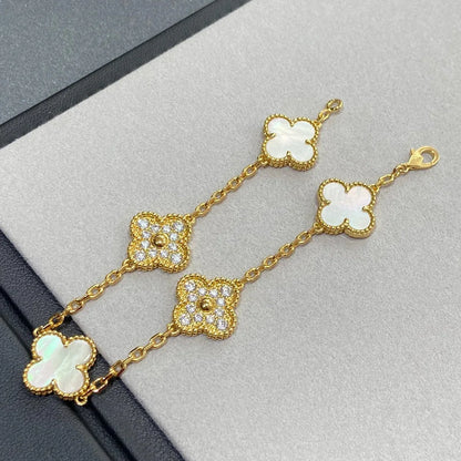 [Gaonasi]CLOVER WHITE PEARL MOP 5 MOTIF BRACELET COLLECTION