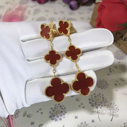 [Gaonasi]CLOVER 3 MOTIF CARNELIAN DROP EARRINGS