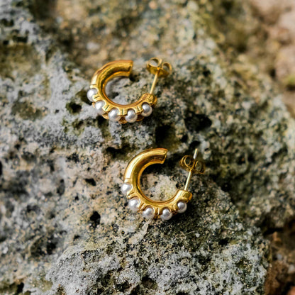 [Gaonasi]Irene Pearl Hoop Earrings
