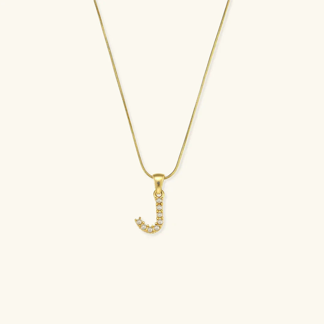[Gaonasi]Augustine Initial Letter Pearl Necklace