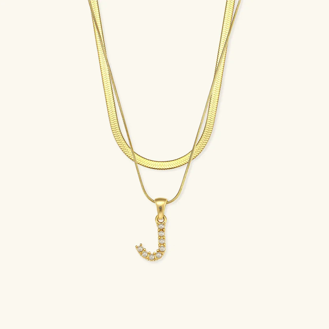 [Gaonasi]Fiona Layered Gold Initial Letter Necklace