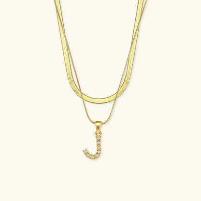 [Gaonasi]Fiona Layered Gold Initial Letter Necklace