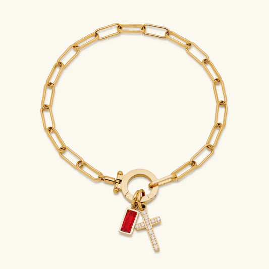 [Gaonasi]Annabella Birthstone Cross Bracelet