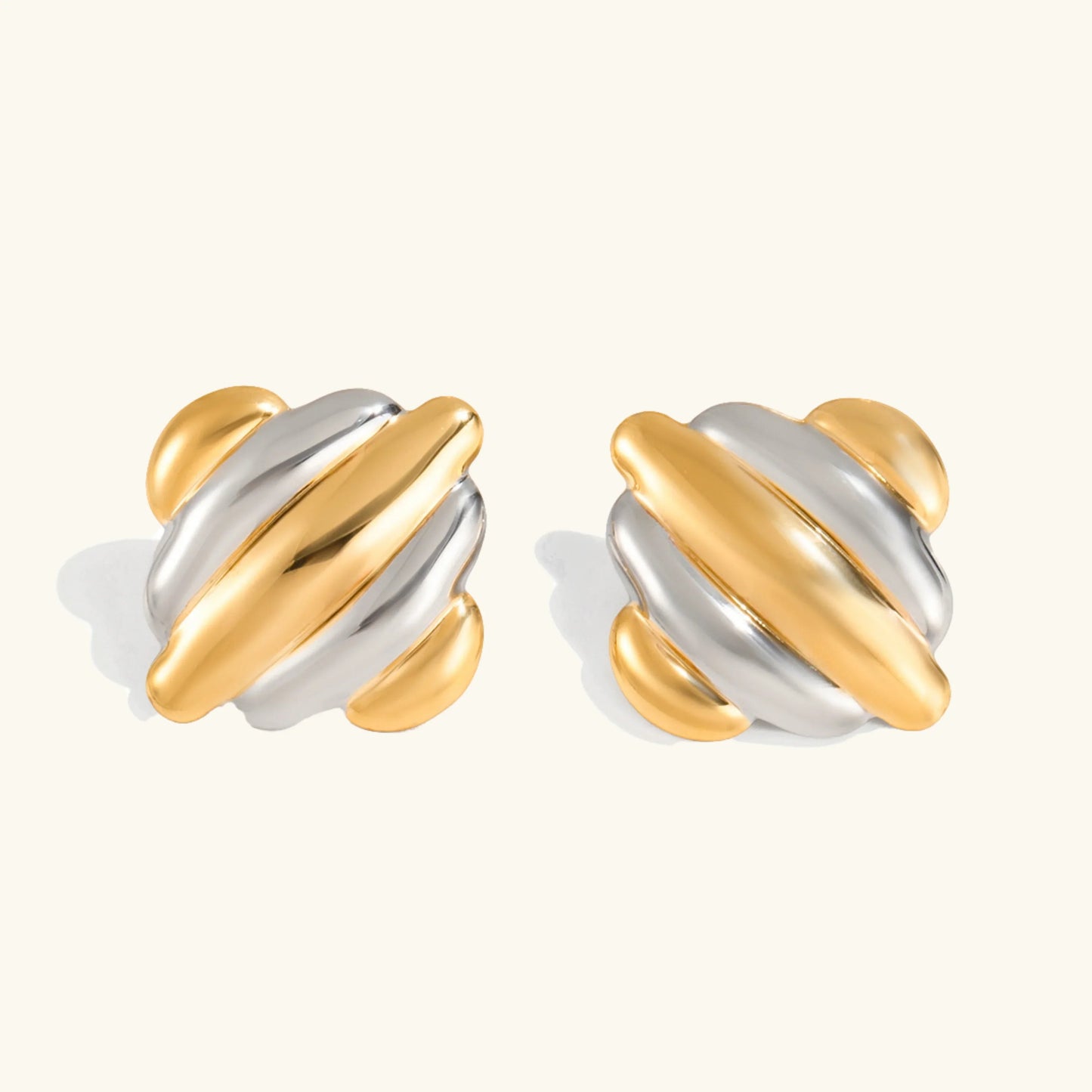 [Gaonasi]Maxine Rippled Gold Earrings