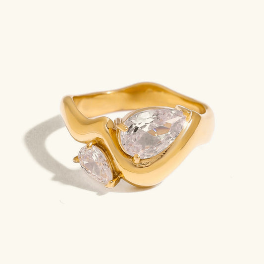 [Gaonasi]Soletta Diamond Teardrop Gold Ring