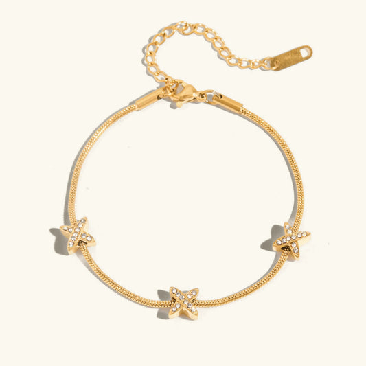 [Gaonasi]Brienne Diamond Cross Herringbone Bracelet
