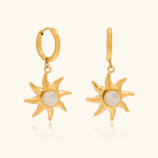 [Gaonasi]Helia Sun-shaped Moonstone Earrings