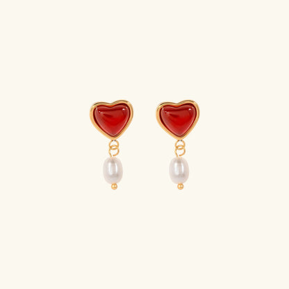 [Gaonasi]Sabina Pearl Heart Gold Earrings