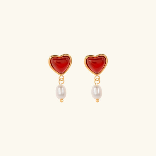 [Gaonasi]Sabina Pearl Heart Gold Earrings