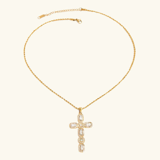 [Gaonasi]Evangelina Diamond Cross Necklace