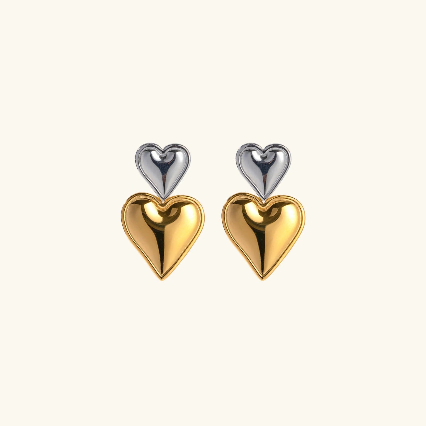 [Gaonasi]Zofia Two Tone Heart Earrings