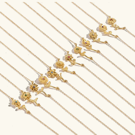 [Gaonasi]Maribelle Birth Flower Gold Necklace