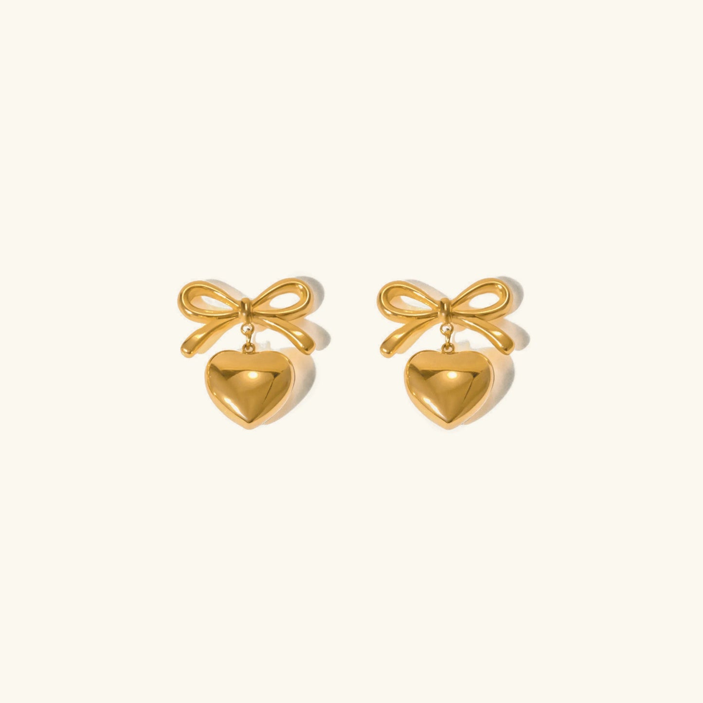 [Gaonasi]Rowanne French Knot Gold Heart Earrings
