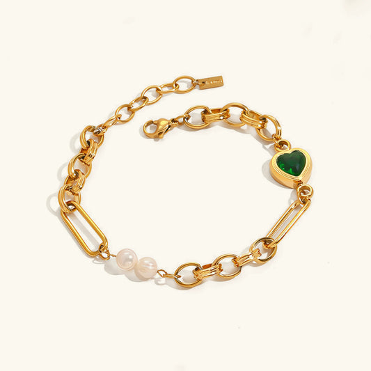 [Gaonasi]Melanie Emerald Pearl Bracelet