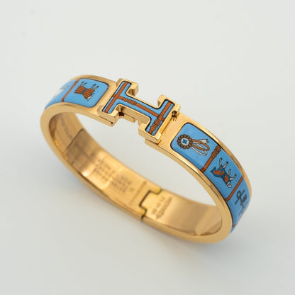 [Gaonasi]H PINK GOLD BRACELET BLUE CERAMIC