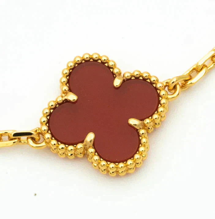 [Gaonasi] CLOVER 5 MOTIF RED CORNELIAN BRACELET COLLECTION