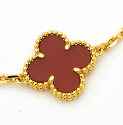 [Gaonasi] CLOVER 5 MOTIF RED CORNELIAN BRACELET COLLECTION