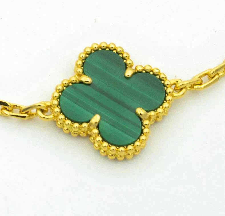 [Gaonasi] CLOVER 5 MOTIF MALACHITE BRACELET COLLECTION