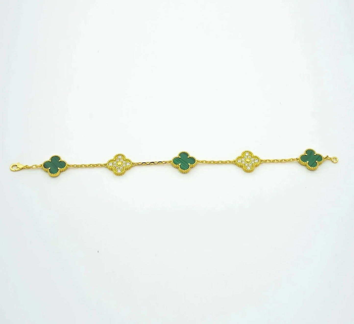[Gaonasi] CLOVER 5 MOTIF MALACHITE BRACELET COLLECTION