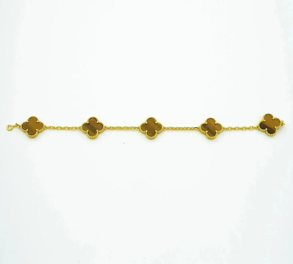 [Gaonasi] CLOVER 5 MOTIFS TIGER EYE BRACELET COLLECTION