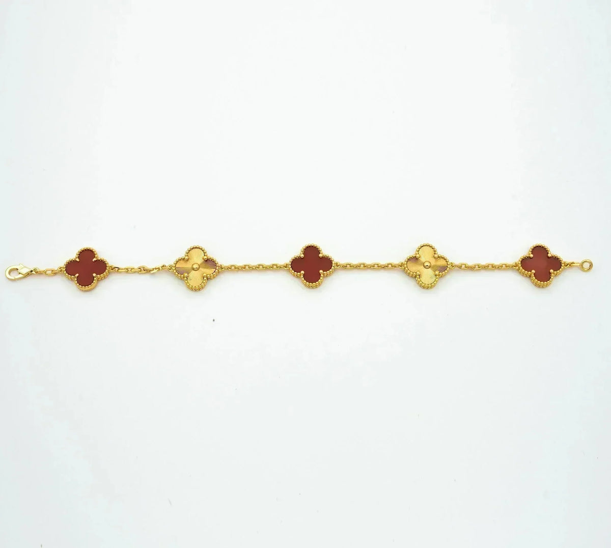 [Cadisa]CLOVER  5 MOTIFS CARNELIAN GOLD BRACELET