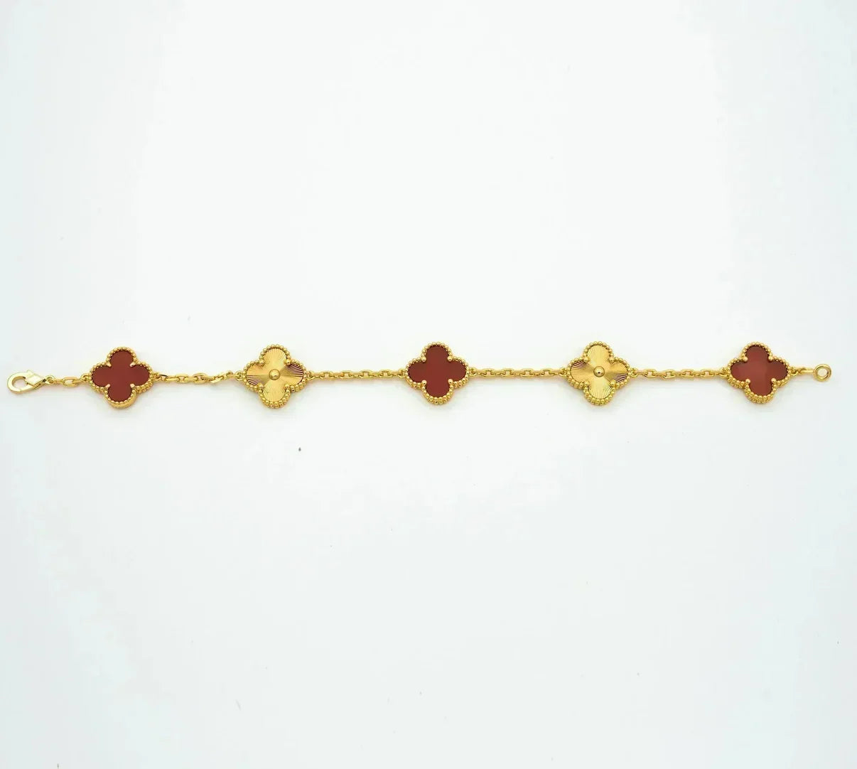 [Gaonasi] CLOVER 5 MOTIF RED CORNELIAN BRACELET COLLECTION
