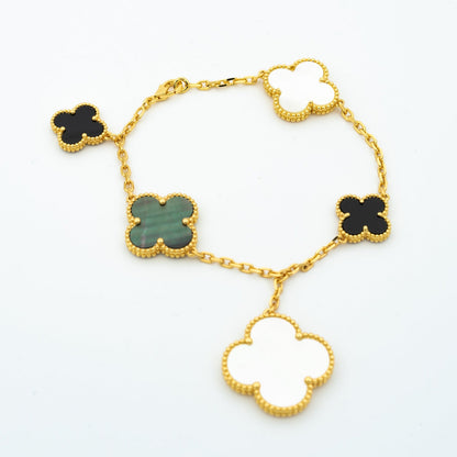 [Gaonasi]CLOVER BRACELET 5 MOTIFS ONYX MOP