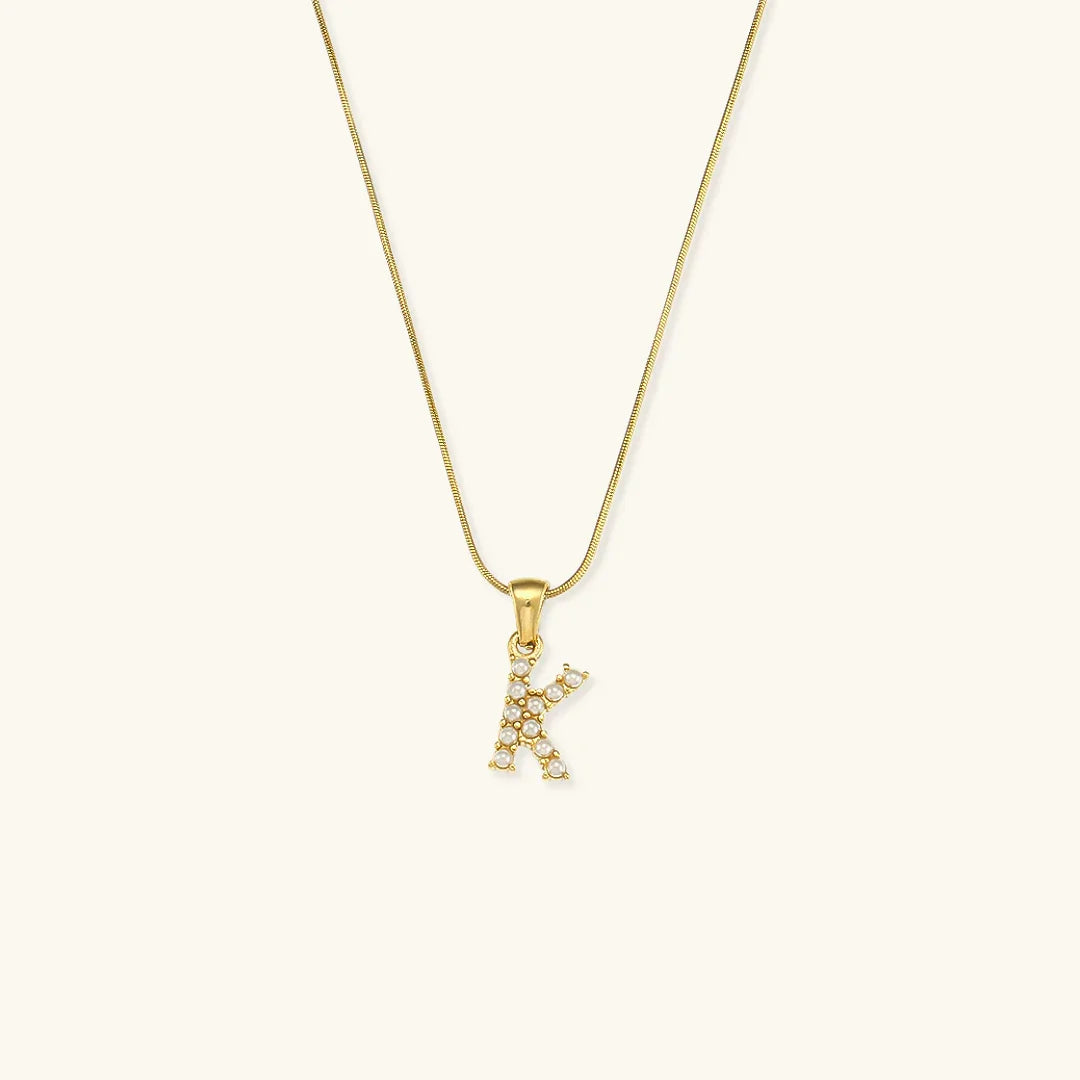 [Gaonasi]Augustine Initial Letter Pearl Necklace