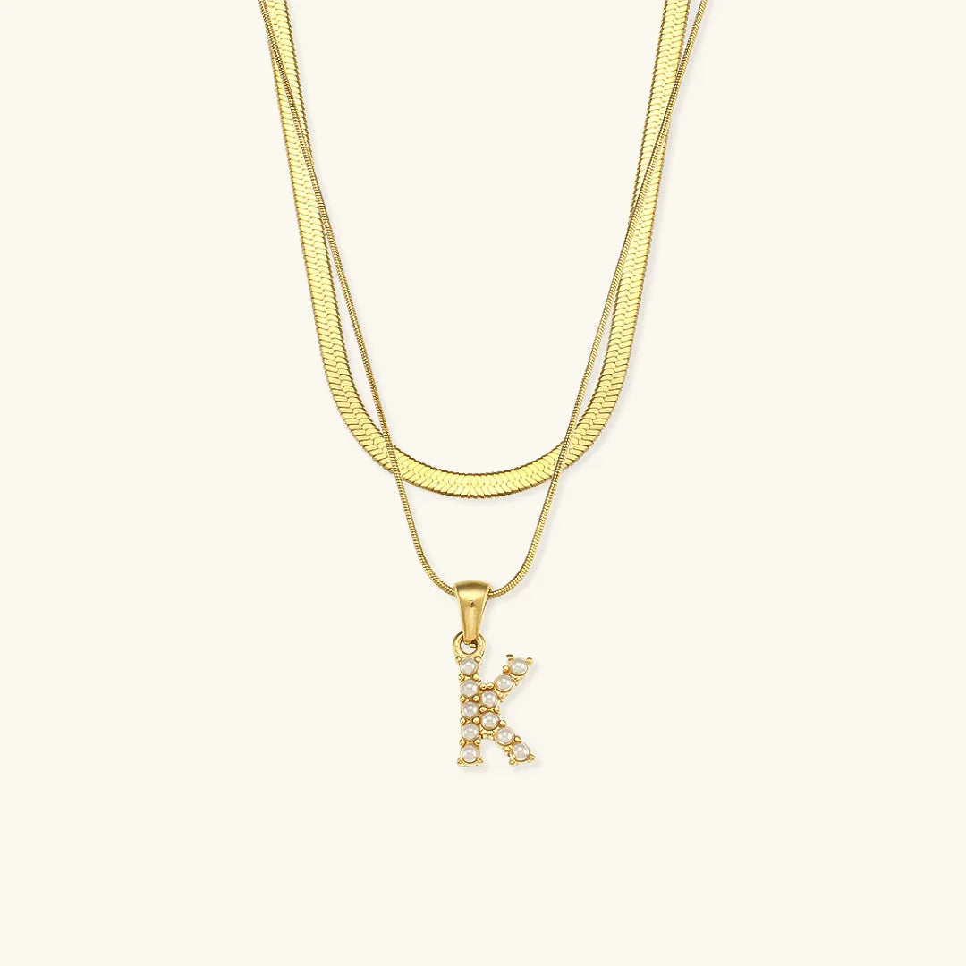 [Gaonasi]Fiona Layered Gold Initial Letter Necklace
