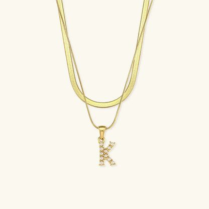 [Gaonasi]Fiona Layered Gold Initial Letter Necklace