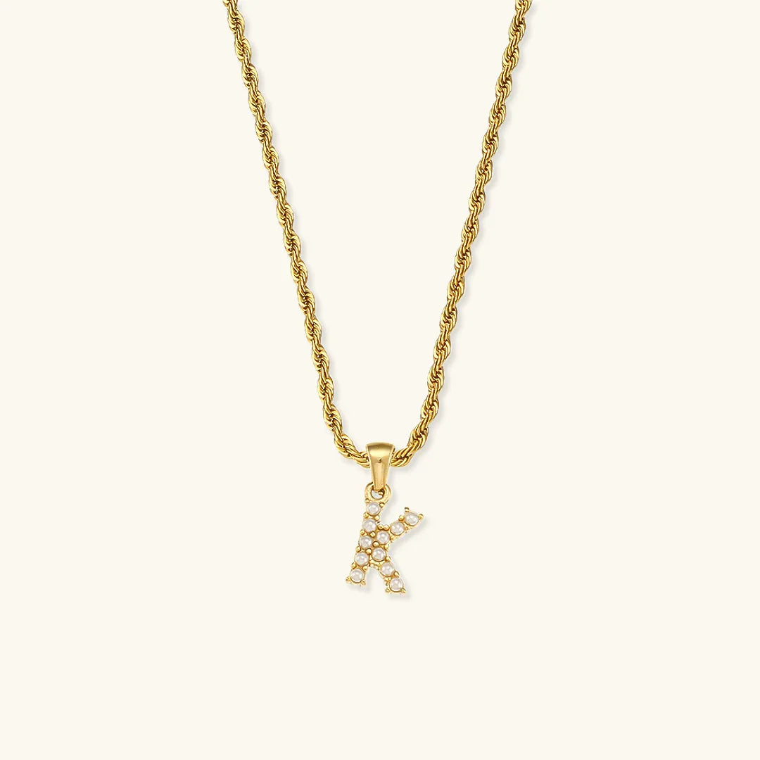 [Gaonasi]Elodie Initial Letter Pearl Necklace