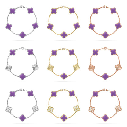 [Gaonasi]CLOVER 5 MOTIF LIGHT PURPLE BRACELET COLLECTION