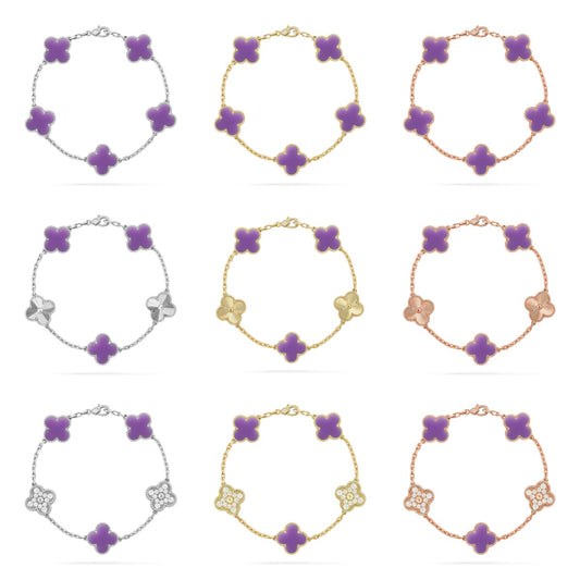 [Gaonasi]CLOVER 5 MOTIF LIGHT PURPLE BRACELET COLLECTION