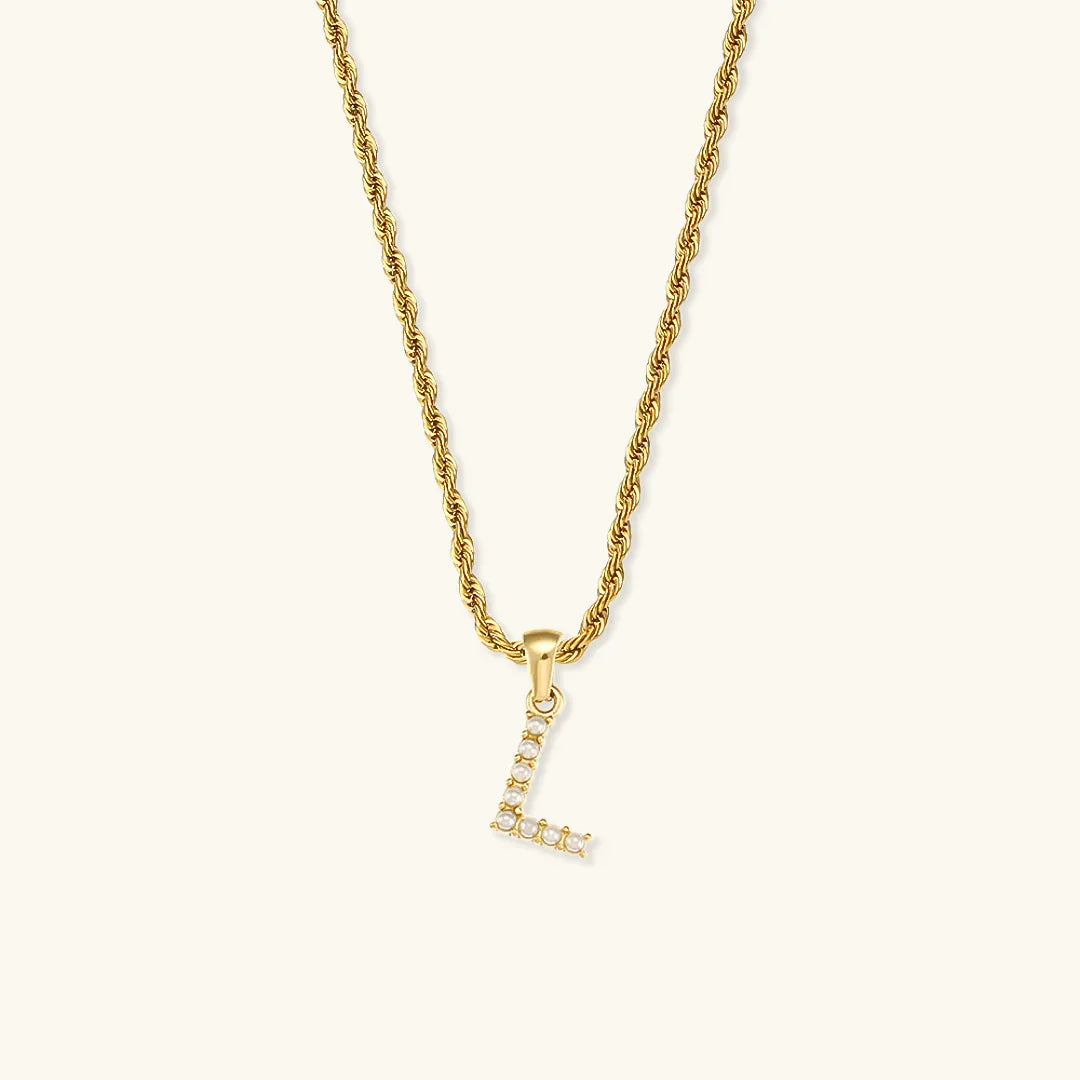 [Gaonasi]Elodie Initial Letter Pearl Necklace