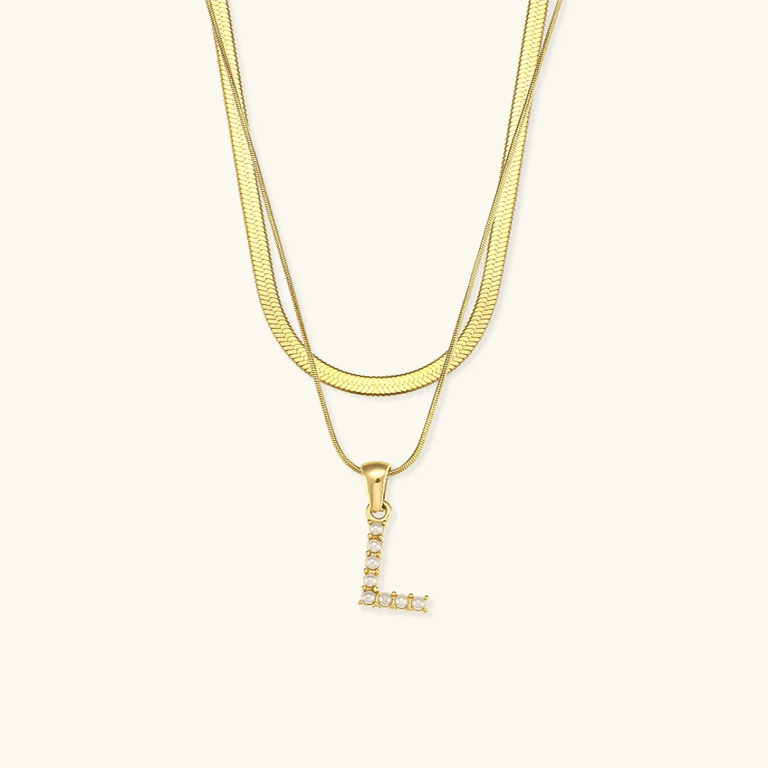 [Gaonasi]Fiona Layered Gold Initial Letter Necklace
