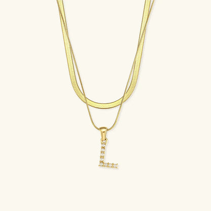 [Gaonasi]Fiona Layered Gold Initial Letter Necklace