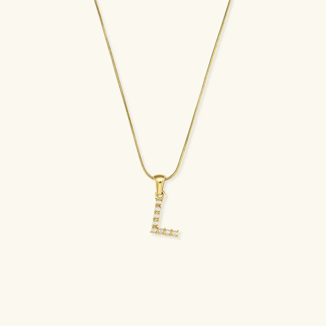 [Gaonasi]Augustine Initial Letter Pearl Necklace